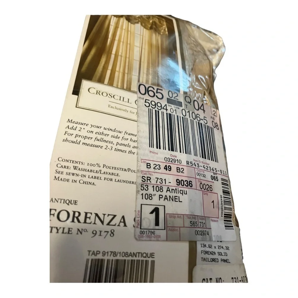 CROSCILL Classic Tailored Panel Drapery 50 X 108L. Fiorenza Sheer